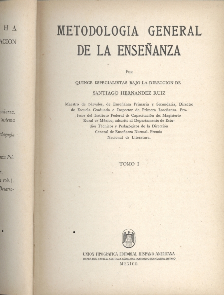 Metodologia General de la Enseñanza: Tomo I