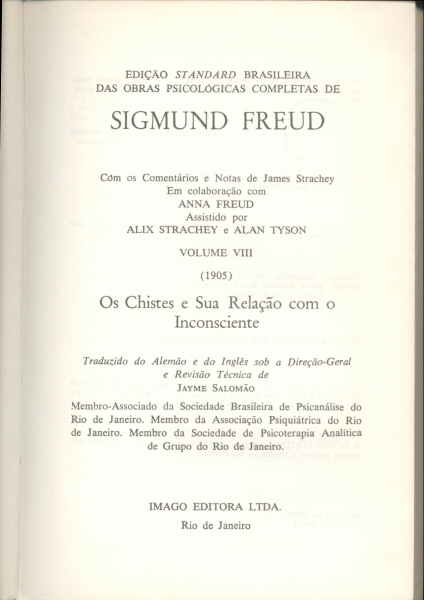 Os Chistes e sua Relação com o Inconsciente Volume VIII (1905)