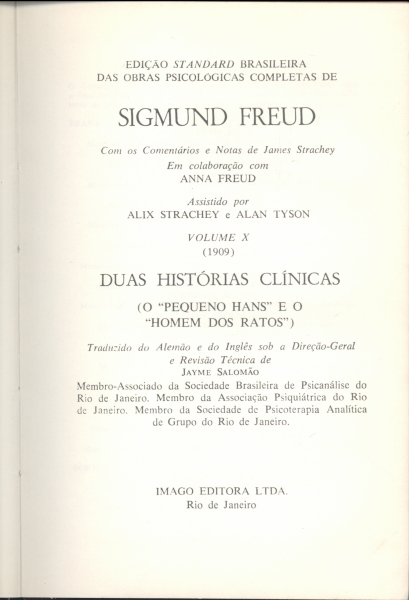Duas Histórias Clínicas Volume X (1909)