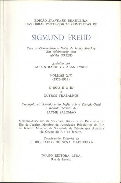 O Ego e o Id e Outros Trabalhos Volume XIX (1923 - 1925)