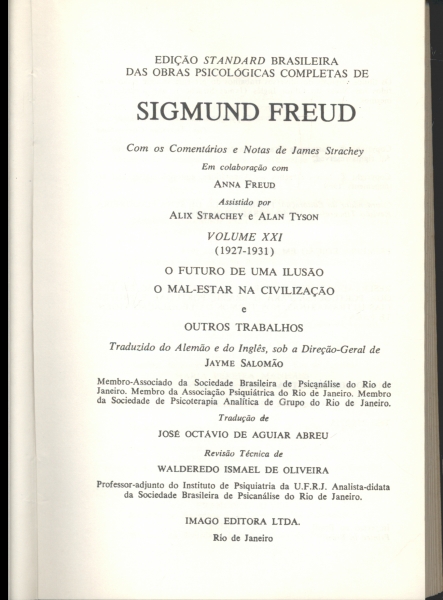 O Futuro de uma Ilusão Volume XXI (1927 - 1931)