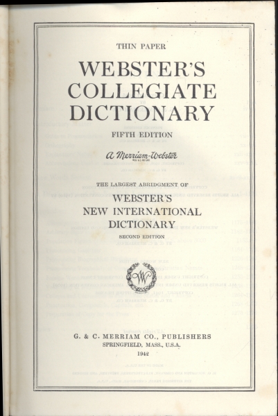 Webster`s Collegiate Dictionary