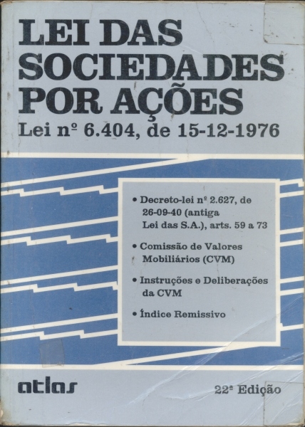 Lei das Sociedades por Ações - Lei nº 6404, de 15/12/76