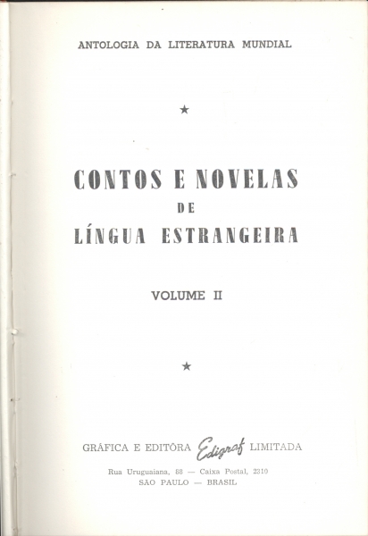 Contos e Novelas de Língua Estrangeira - Volume II