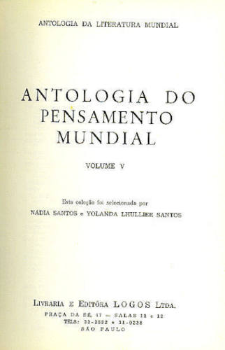 ANTOLOGIA DO PENSAMENTO MUNDIAL (VOLUME V)