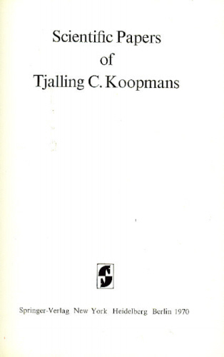 SCIENTIFIC PAPERS OF TJALLING C. KOOPMANS