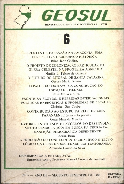 Geosul - Revista do Dept de Geociências (Ano III, Nº 6, 1988)
