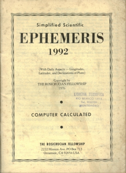 Simplified Scientific Ephemeris 1992