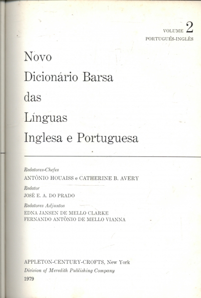 Novo Dicionário Das Línguas Inglesa e Portuguesa Vol 2 - 1979