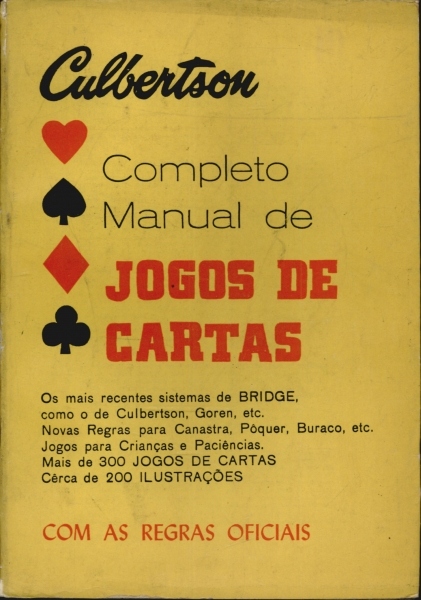 Completo Manual de Jogos de Cartas: Com as Regras Oficiais - Ely Culbertson  - Traça Livraria e Sebo