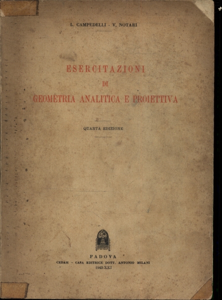 Esercitazioni Di Geometria Analitica E Proiettiva