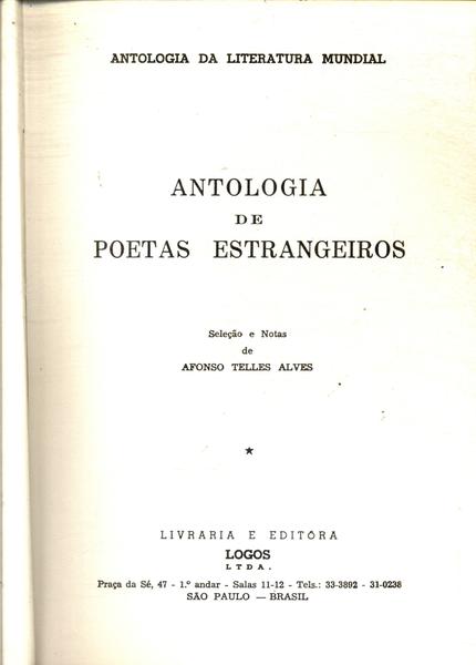 Antologia De Poetas Estrangeiros
