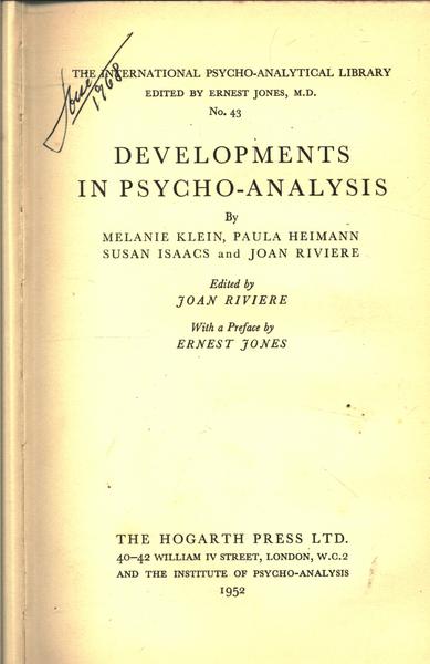 Developments In Psycho-analysis