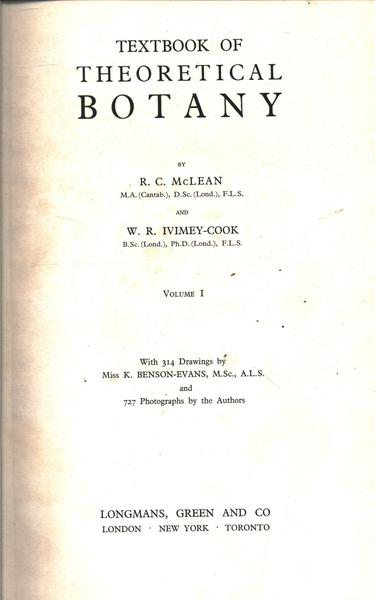 Textbook Of Theoretical Botany Vol 1