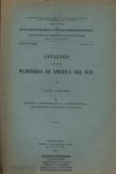 Catalogo De Los Mamiferos De America Del Sur Vol 2