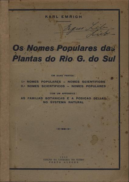 Os Nomes Populares Das Plantas Do Rio G. Do Sul