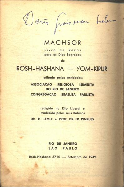Machsor - Livro De Rezas Para Os Dias Sagrados De Rosh-hashana & Yom-kipur