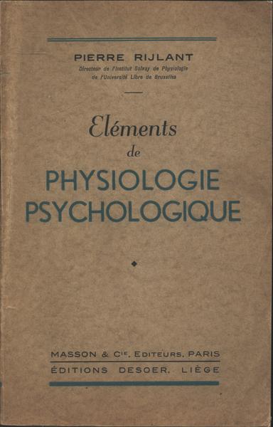 Eléments De Physiologie Psychologique