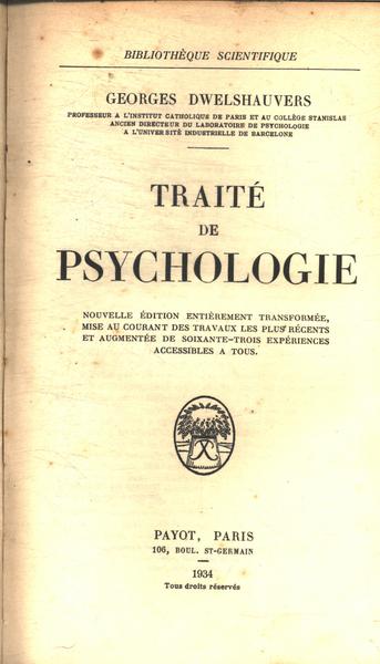 Traité De Psychologie