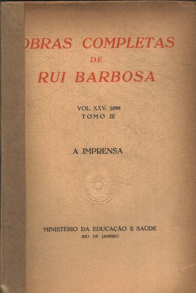 Obras Completas De Rui Barbosa Vol 25 Tomo 3