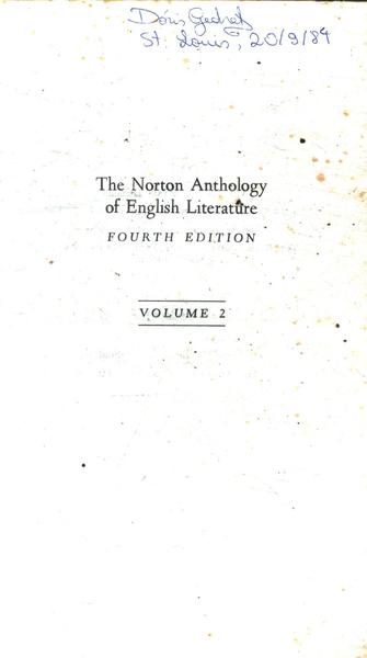 The Norton Anthology Of English Literature Vol 2