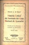 Historia Crítica Del Asesinato Del Gran Mariscal De Ayacucho