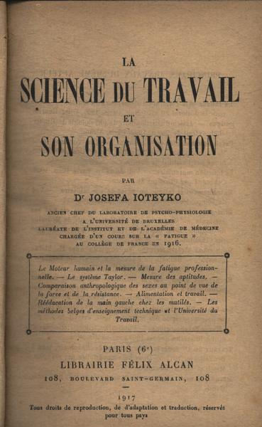 La Science Du Travail Et Son Organisation