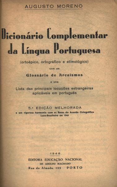 Dicionário Complementar Da Língua Portuguesa