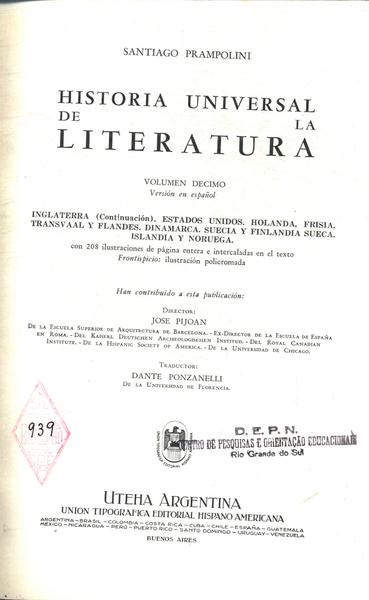 História Universal Da Literatura Vol 10