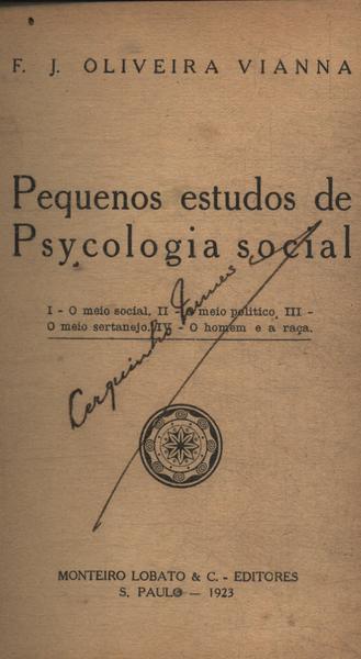 Pequenos Estudos De Psycologia Social