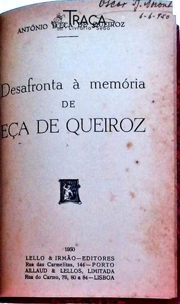 Desafronta À Memória de Eça de Queiroz