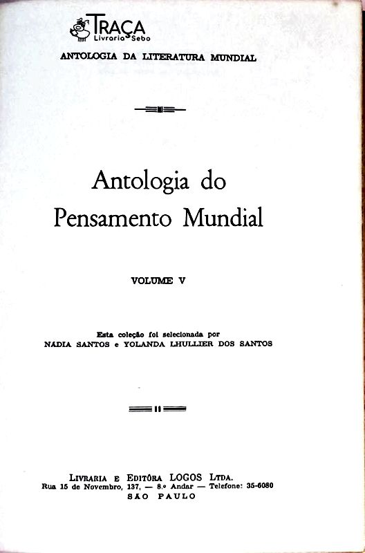 Antologia do Pensamento Mundial - Volume 5