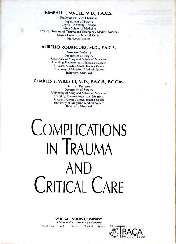 Complications In Trauma And Critical Care