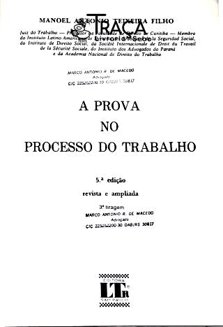 A Prova No Processo Do Trabalho