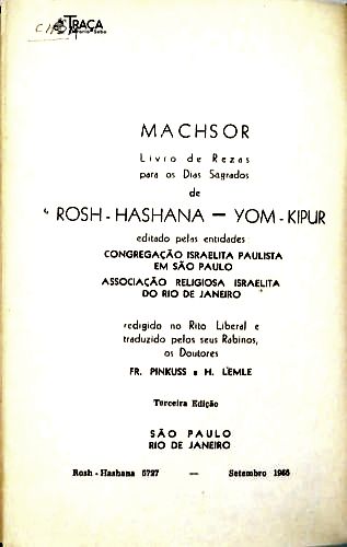 Machsor - Livro das Rezas