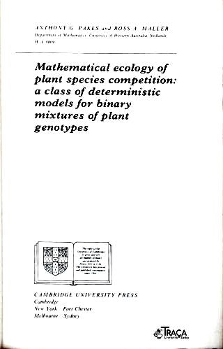 Mathematical Ecology Of Plants Especies