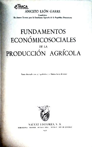 Fundamentos Económicosociales de La Produção Agricola