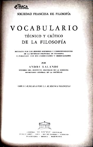 Vocabulario Técnico Y Critico de La Filosofía