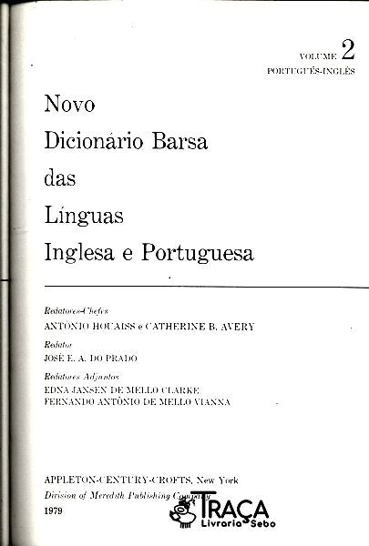 Novo Dicionário das Línguas Inglesa e Portuguesa Vol 2 - 1979