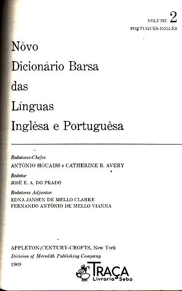 Nôvo Dicionário Barsa das Linguas Inglêsa e Portuguêsa Vol 2 (1969)